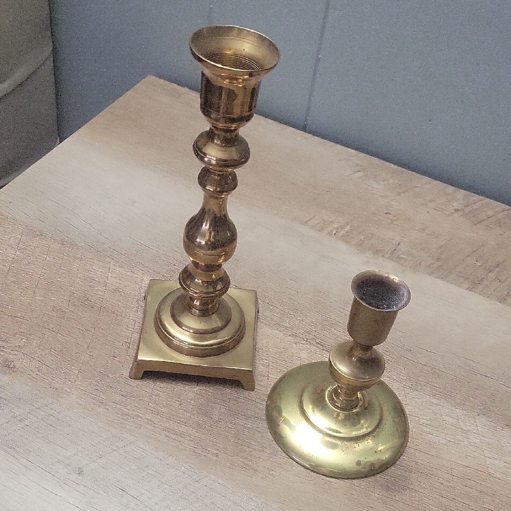 2 Mismatched Candlestick  Holders